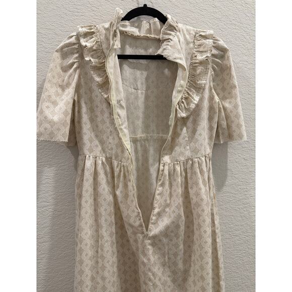 VTG 1940s Ruffle Dress Waisted Half Sleeve Lace Fabric Back Zip Closure - Picture 7 of 7